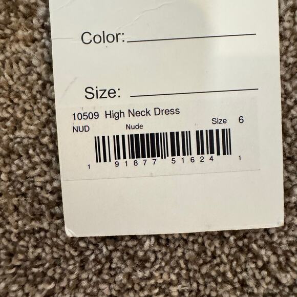 Mac Duggal NWT Size 6 Nude High Neck Embellished Belt Dress Wedding 10509 $298 - Picture 7 of 16